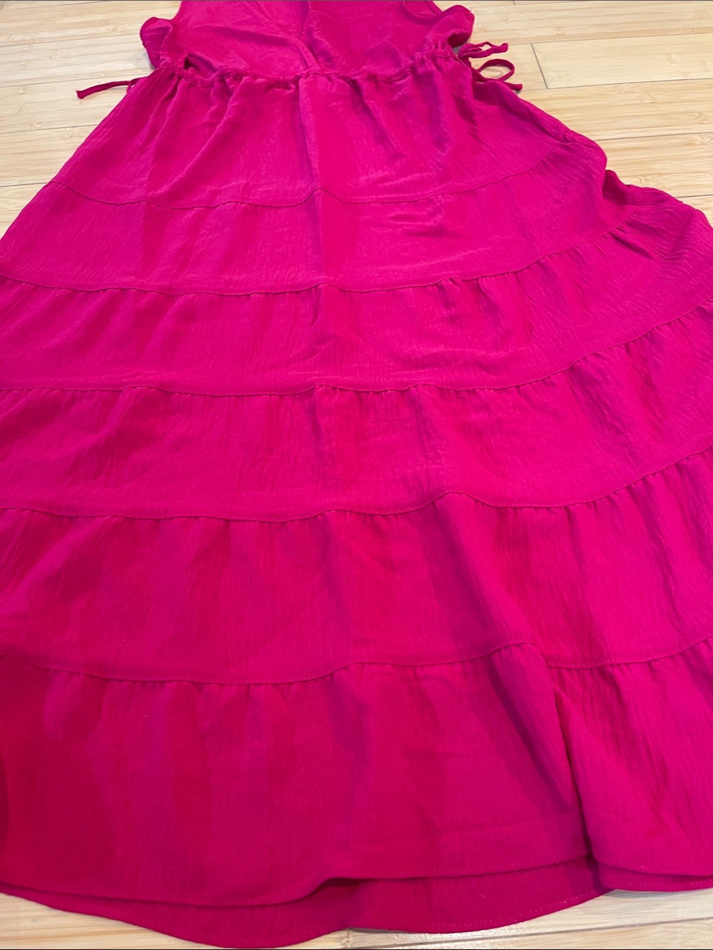 Women Max Studio Vibrant Fuchsia Sleeveless Tiered MIDI Summer Party Dress Small - Picture 4 of 8